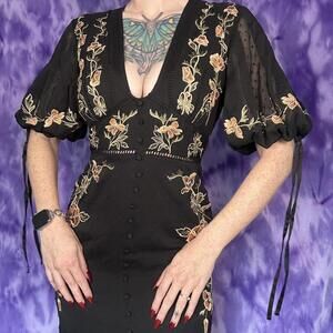 Gorgeous ASOS design black maxi dress with floral embroidery detail